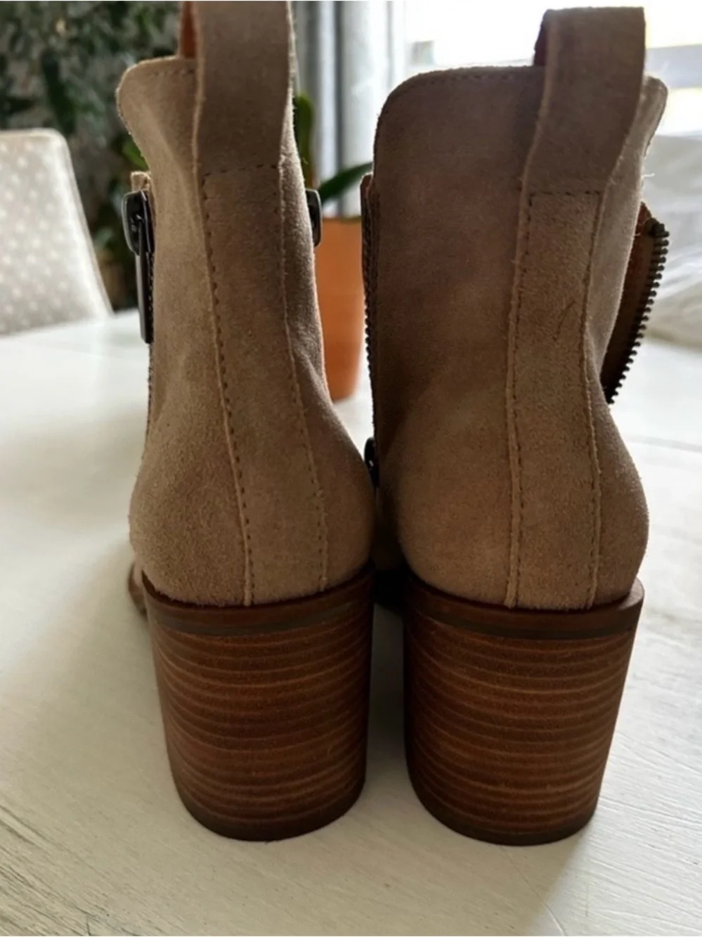 Lucky Brand Suede Ankle Booties in Tan
